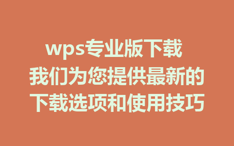 wps专业版下载 我们为您提供最新的下载选项和使用技巧