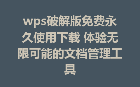 wps破解版免费永久使用下载 体验无限可能的文档管理工具