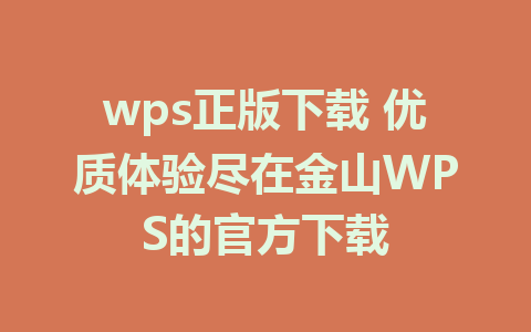 wps正版下载 优质体验尽在金山WPS的官方下载