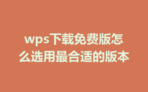 wps下载免费版怎么选用最合适的版本